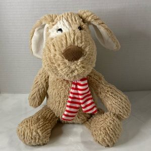 Manhattan Toy Co 2017 Tan Plush Stuffed Animal Dog Rex White Spot Ribbed Fur 13”